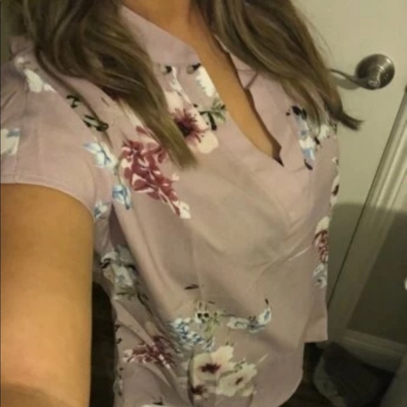 Notch Neck Floral Print Batwing Sleeve Top in Pink - Picture 7 of 7